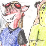 Camp buddies, colored pencil